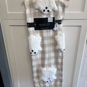 Rachel Zoe Tan and White Checkered Ghost Blanket 50x70